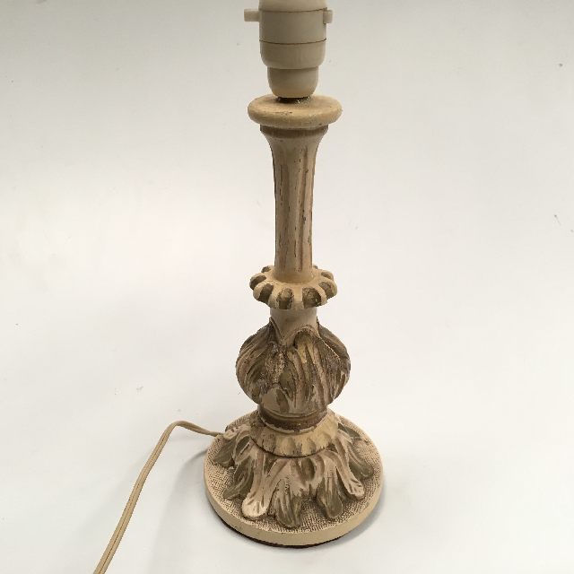 LAMP, Base (Table) - Candlestick Style, Cream w Brown Wash